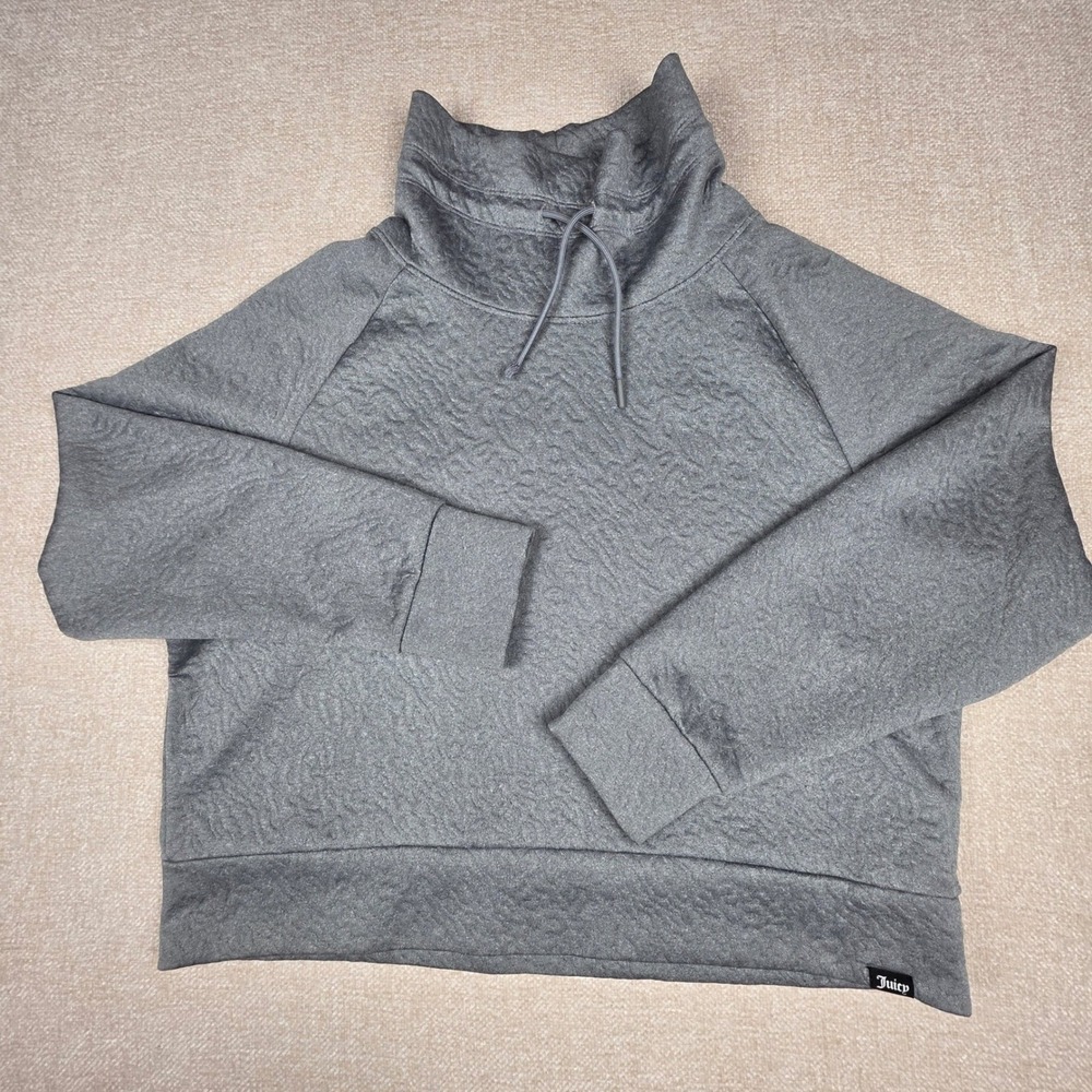 Juicy Couture Sport Gray Textured Funnel Neck Pullover Sweatshirt Womens XL